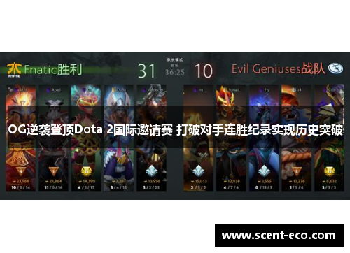 OG逆袭登顶Dota 2国际邀请赛 打破对手连胜纪录实现历史突破